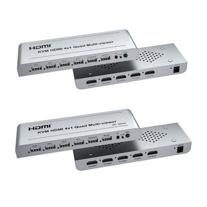 ArgoX 4K 30Hz KVM HDMI 4x1 Quad Multi-Viewer Seamless Switcher Ultra HD Support IR Remote Control, Compatible with USB 2.0, 1-Way Mouse & Keyboard, PCM2 Audio Format, USB Supports Windows, Linux, macOS, Android | HDSW4-V3