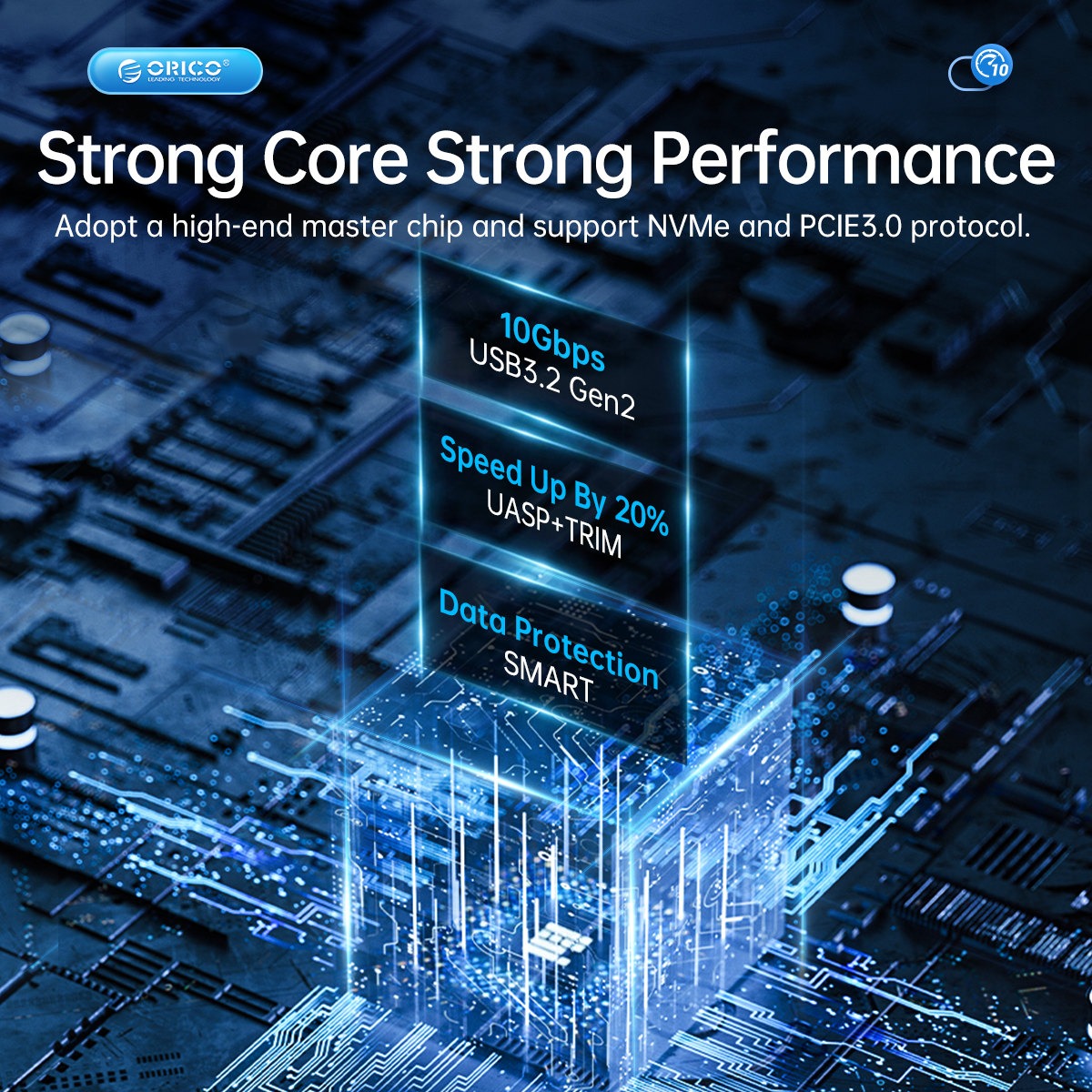 [CLEARANCE] ORICO AM2C3-2N NVMe to USB 3.2 Gen2 Type C Dual Bay M.2 NVMe + NVMe SSD Enclosure Tool-Free with 10Gbps Fast Data Transfer Rate, 2-in-1 USB-C to C/A Cable PD 60W, 4TB Max. Disk Capacity for Windows, macOS, Linux, Android