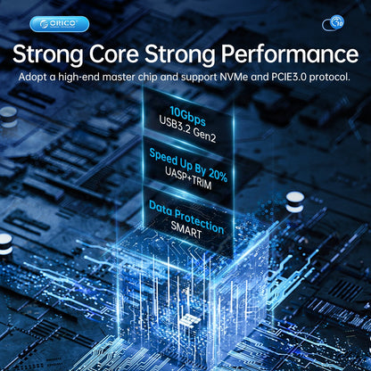 [CLEARANCE] ORICO AM2C3-2N NVMe to USB 3.2 Gen2 Type C Dual Bay M.2 NVMe + NVMe SSD Enclosure Tool-Free with 10Gbps Fast Data Transfer Rate, 2-in-1 USB-C to C/A Cable PD 60W, 4TB Max. Disk Capacity for Windows, macOS, Linux, Android