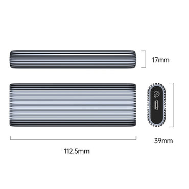 [CLEARANCE] ORICO AM2C3-G2 NVMe to USB 3.2 Gen2 Type C M.2 NVMe SSD Enclosure Tool-Free with 10Gbps Fast Data Transfer Rate, 2-in-1 USB-C to C/A Cable PD 60W, 4TB Max. Disk Capacity for Windows, macOS, Linux, Android Hard Drive Enclosure