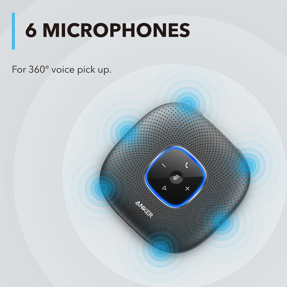 Anker PowerConf Bluetooth Conference Speakerphone with 360° Microphone Array, Smart DSP Noise Cancellation, 6700mAh Battery,  Automatic Voice Volume and App Control for Home & Office Online Video Calls and Personal Workspace