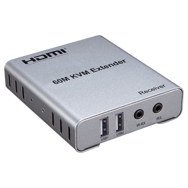 ArgoX HDES18 1080p HDMI KVM Extender Audio Video Transmitter Receiver with 60m Range, IR Control, 4.5Gbps Data Rate, USB Mouse/Keyboard Extension, CAT5e/6, RJ45 Ethernet LAN, TX and RX Supports 3.5mm Audio Output