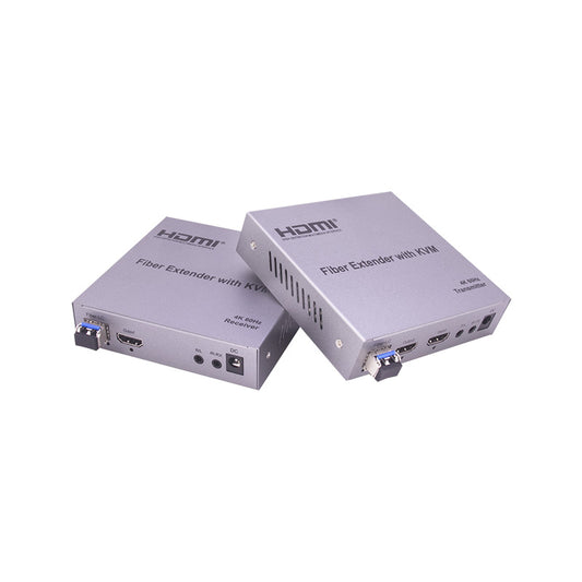 ArgoX HDES19 4K HDMI Fiber Extender with KVM Audio Video Transmitter Receiver, 20km Range, HDMI Loop Out, 3.5mm Stereo Output, IR Control, RS232, and Bi-directional LC Interface