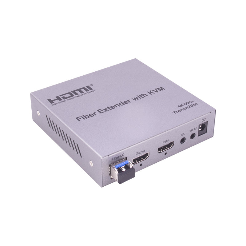 ArgoX HDES19 4K HDMI Fiber Extender with KVM Audio Video Transmitter Receiver, 20km Range, HDMI Loop Out, 3.5mm Stereo Output, IR Control, RS232, and Bi-directional LC Interface