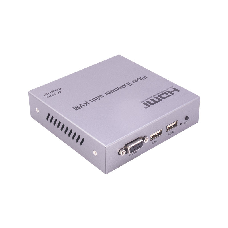 ArgoX HDES19 4K HDMI Fiber Extender with KVM Audio Video Transmitter Receiver, 20km Range, HDMI Loop Out, 3.5mm Stereo Output, IR Control, RS232, and Bi-directional LC Interface