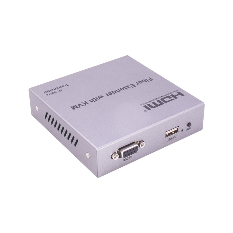 ArgoX HDES19 4K HDMI Fiber Extender with KVM Audio Video Transmitter Receiver, 20km Range, HDMI Loop Out, 3.5mm Stereo Output, IR Control, RS232, and Bi-directional LC Interface