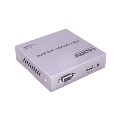 ArgoX HDES19 4K Ultra HD HDMI Fiber Extender with KVM Video Transmitter Receiver, 20km Range, HDMI Loop Out, 3.5mm Stereo Output, IR Control, RS232, and Bi-directional LC Interface