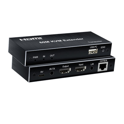ArgoX HDES24 1080p HDMI KVM Extender Audio Video Transmitter Receiver with Loop, 60m Range, IR Control, Supports USB Mouse/Keyboard, UTP CAT5e/6 Network Cable, 3.5mm Audio Output