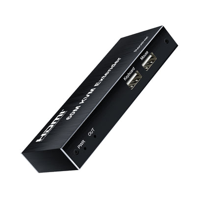 ArgoX HDES24 1080p HDMI KVM Extender Audio Video Transmitter Receiver with Loop, 60m Range, IR Control, Supports USB Mouse/Keyboard, UTP CAT5e/6 Network Cable, 3.5mm Audio Output