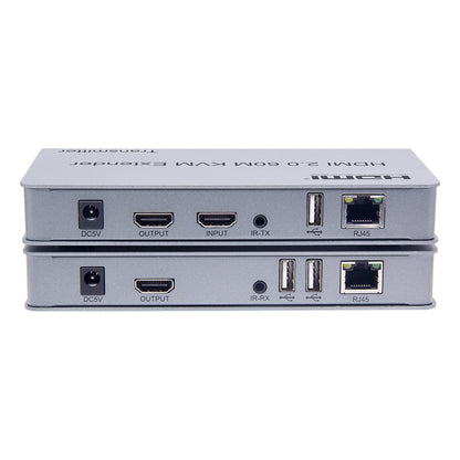 ArgoX HDMI 2.0 KVM Extender Transmitter Receiver with 60m Range, IR Control, Supports USB Mouse/Keyboard, Touch Screen Function, RJ45 Ethernet, CAT5e/6 Cable, HDMI2.0/HDCP2.2, 3.5mm Audio Output | HDES60-KVM