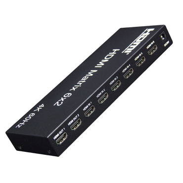 ArgoX HDMX01 4K 60Hz Ultra HD HDMI Matrix Video Switch Splitter with 6 in 2 out, EDID Button, IR Control, Supports 3D, Audio LCPM/Dolby/DYS 5.1 Channel