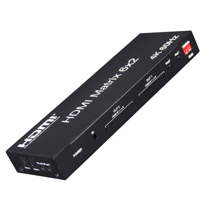 ArgoX HDMX01 4K 60Hz Ultra HD HDMI Matrix Video Switch Splitter with 6 in 2 out, EDID Button, IR Control, Supports 3D, Audio LCPM/Dolby/DYS 5.1 Channel