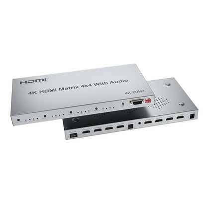 ArgoX 4K HDMI 1.4 / 2.0 4x4 Matrix Screen Controller Switch Splitter Ultra HD with Audio, Supports 3D, IR & RS232 Control,  EDID Switch, 3.5mm Optical Jack for TV, Monitor, PC, PS5, Set Top Box, Xbox | HDMX03-V1.4 HDMX03-V2.0