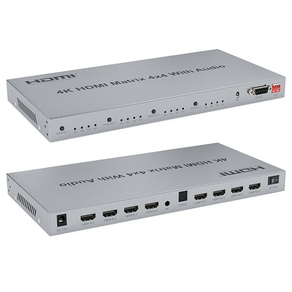 ArgoX 4K HDMI 1.4 / 2.0 4x4 Matrix Screen Controller Switch Splitter Ultra HD with Audio, Supports 3D, IR & RS232 Control,  EDID Switch, 3.5mm Optical Jack for TV, Monitor, PC, PS5, Set Top Box, Xbox | HDMX03-V1.4 HDMX03-V2.0