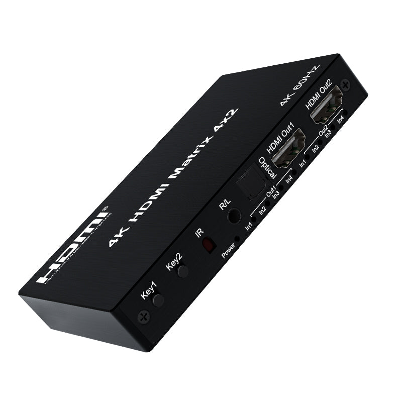 Conmutador de matriz HDMI, Extractor de Audio, 3x2, 4K, 60Hz