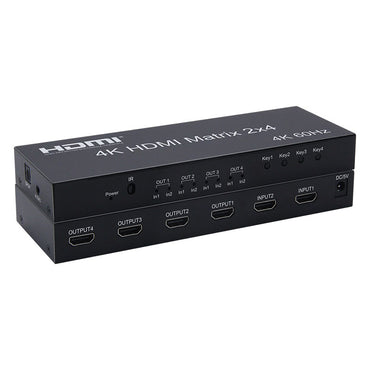 ArgoX 2x4 /4x2 HDMI Matrix Video Switch Splitter with 4K 60Hz, IR, Supports 3D, 3.5mm Jack, Audio LPCM/Dolby/DTS 5.1 Channel | HDMX2X4-V2.0 HDMX4X2-V2.0