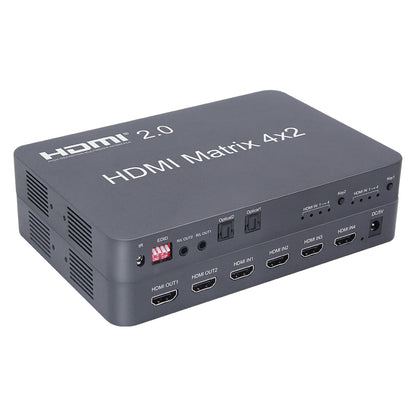 ArgoX 2x4 /4x2 HDMI Matrix Video Switch Splitter with 4K 60Hz, IR, Supports 3D, 3.5mm Jack, Audio LPCM/Dolby/DTS 5.1 Channel | HDMX2X4-V2.0 HDMX4X2-V2.0