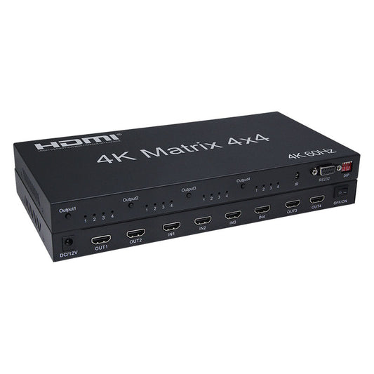 ArgoX 4x4 HDMI Matrix Video Switch Splitter with 4K 60Hz, IR and RS232 Control, Supports 3D, 10.2Gbps Data Rate, RGB/YUV | HDMX4x4-B