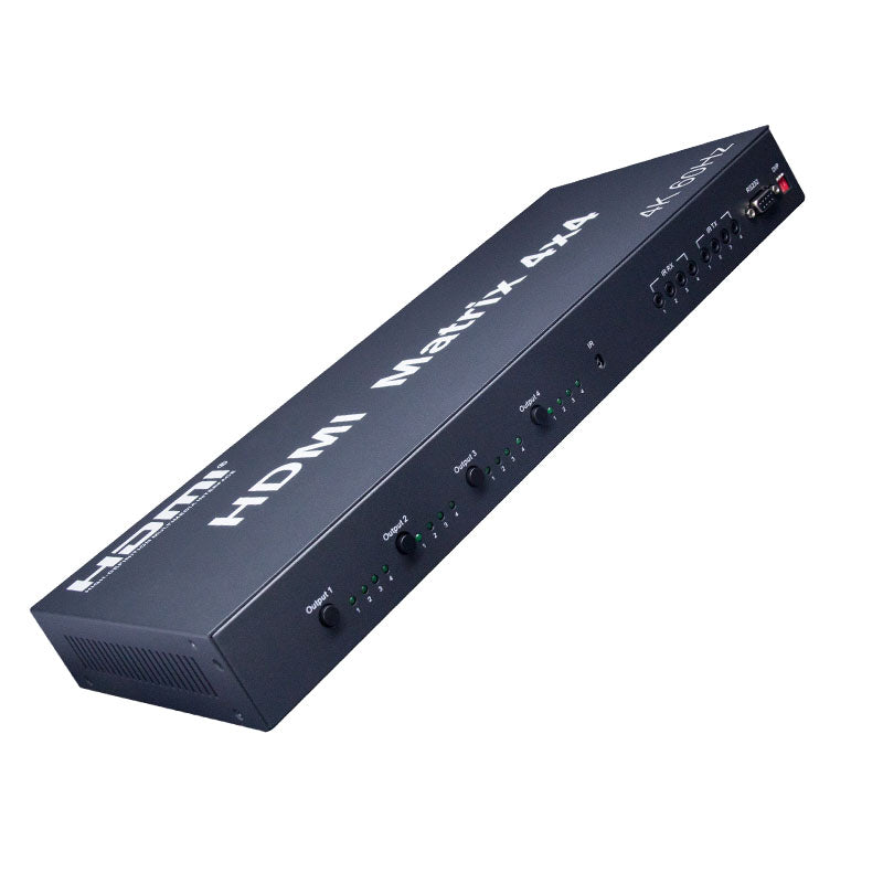ArgoX 4x4 HDMI 2.0 Matrix Video Switch Splitter with 4K 60Hz, IR Remote and RS232 Control, EDID Button, Support 3D, 18Gbps Data Rate, HDMI HDCP2.0, Audo LPCM/Dolby-TrueHD/DTS-HD | HDMX4x4-V2.0