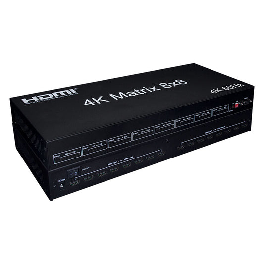 ArgoX 8x8 HDMI 2.0 Matrix Video Switch Splitter with 4K 60Hz, Support 3D, IR Remote Control and IR Receiver, RS232 Control, 18Gbps Data Rate for HDTV, STB, DVD, Projector | HDMX8x8-V2.0