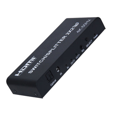 ArgoX 4K 60Hz Ultra HD HDMI 2.0 Video Splitter Switcher 2x2 Audio Extractor with Up to 20m Transmission Range, IR Remote Control, Supports 3D, 6Gbps Data Rate and 600MHz Max Bandwidth, High-Definition RGB/YUV | HDSS2-2-V2.0