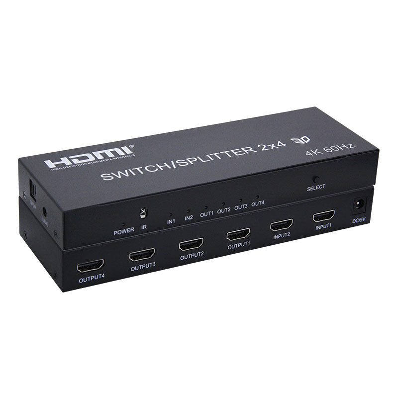 ArgoX HDSS2-4-V2.0 4K 60Hz HDMI 2.0 Splitter Switcher 2x4 with