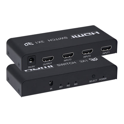 [CLEARANCE] ArgoX HDSW3 HDMI Video Switcher 3x1 with 1080p 60Hz Full HD, Remote Control, Supports 3D, 2.25Gbps Data Rate and TMDS Clock, UXGA/WUXGA, and AWG26 HMDI Cable