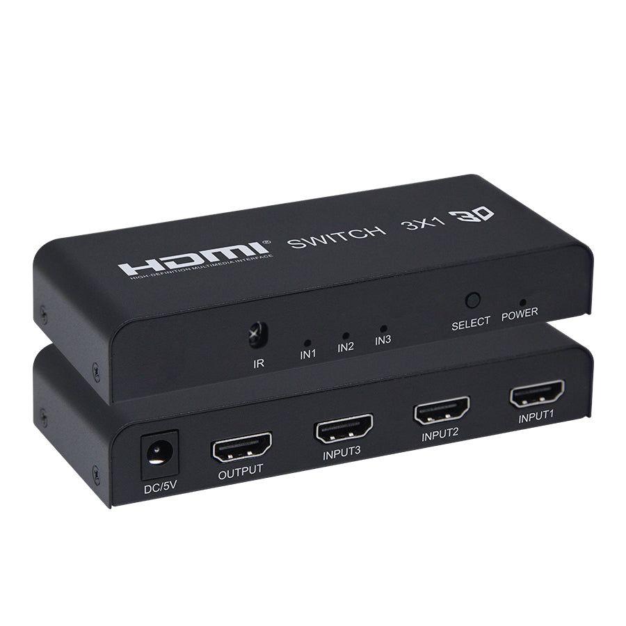 ArgoX HDSW3 HDMI Switcher 3x1 with 1080p 60Hz, Remote Control, Supports 3D, 2.25Gbps Data Rate and TMDS Clock, UXGA/WUXGA, and AWG26 HMDI Cable
