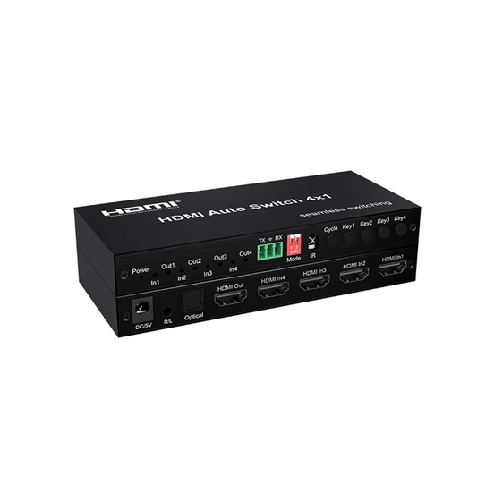 ArgoX 4K 60Hz 4x1 HDMI Seamless Video Switcher Converter Splitter Ultra HD with EDID Switch, Audio Extractor Supports R/L Stereo & Optical Fiber, IR Control for PC, PS4, Xbox, DVD, TV, Monitor, Projector | HDSW4-A