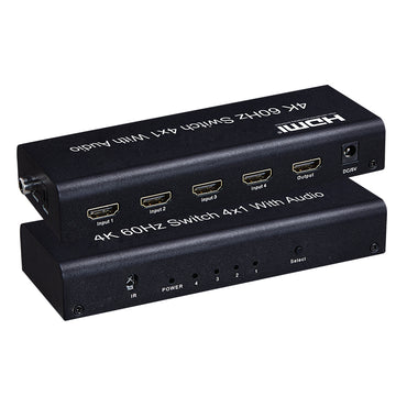 [CLEARANCE] ArgoX HDSW4-N2.0 4K 60Hz Ultra HD HDMI Video Switcher 4x1 with Audio, IR Remote Control, Supports 3D, 3Gbps Data Rate and TMDS Clock, 24/30/36bit Deep Color, and High Definition DVD Players, Projectors, A/V Receivers, Set Top Boxes