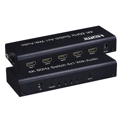 [CLEARANCE] ArgoX HDSW4-N2.0 4K 60Hz Ultra HD HDMI Video Switcher 4x1 with Audio, IR Remote Control, Supports 3D, 3Gbps Data Rate and TMDS Clock, 24/30/36bit Deep Color, and High Definition DVD Players, Projectors, A/V Receivers, Set Top Boxes