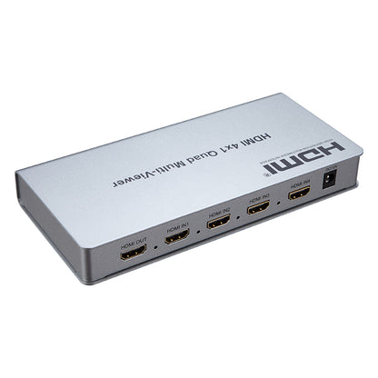 ArgoX HDMI 4x1 Quad Video Multi-Viewer with 1080p 60Hz Full HD, IR Control, 4 Channels Seamless Switcher, Supports HDMI1.3a, HDCP1.2, DVI1.0, and AWG26 Cable for Camera, PC, PS4/5, Gaming, TV | HDSW4-Q