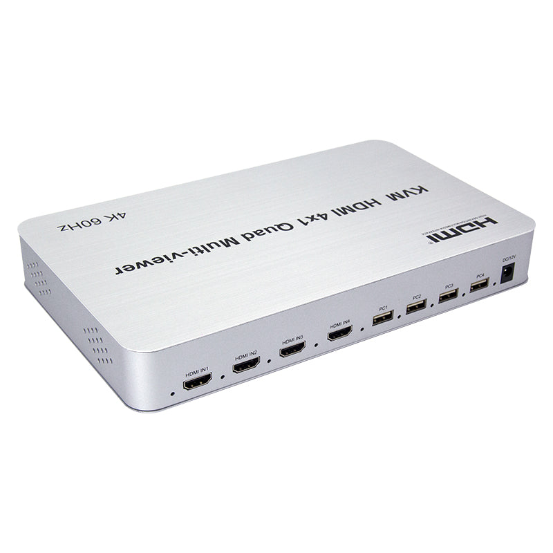 ArgoX HDSW4-V1 HDMI 4x1 Quad Multi-Viewer Seamless Switch with KVM, IR Control, PCM2.0 Audio Output Format, AWG26 and HDMI2.0 Low/High Speed (1.5Mb/s /12Mb/s) Supported, and USB Support for Windows, Linux, MacOS, Android