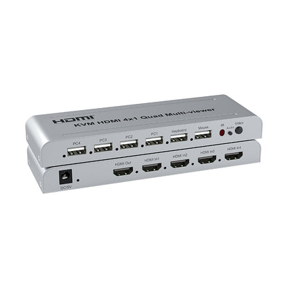 ArgoX 4K 30Hz KVM HDMI 4x1 Quad Multi-Viewer Seamless Switcher Ultra HD Support IR Remote Control, Compatible with USB 2.0, 1-Way Mouse & Keyboard, PCM2 Audio Format, USB Supports Windows, Linux, macOS, Android | HDSW4-V3