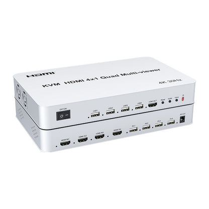 ArgoX 4K 30Hz KVM Quad 4x1 Multi-Viewer Seamless Switcher Ultra HD Compatible with USB 2.0 Keyboard & Mouse, Support IR Remote Control, PCM Audio Format for TV Monitor Display | HDSW4-V4
