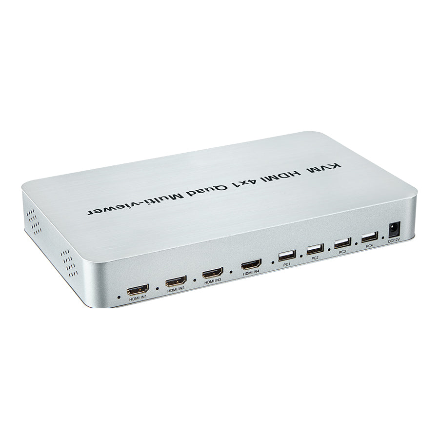 ArgoX HDSW4-V HDMI 4x1 Quad Multi-Viewer Seamless Switch with KVM, 1080p 60Hz, IR Control, Supports AWG26 Cable, 1 Way Mouse and Keyboard, and USB Support for Windows, Linux, macOS, Android
