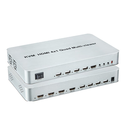 ArgoX HDSW4-V HDMI 4x1 Quad Video Multi-Viewer Seamless Switch with KVM, 1080p 60Hz Full HD, IR Control, Supports AWG26 Cable, 1 Way Mouse and Keyboard, and USB Support for Windows, Linux, macOS, Android