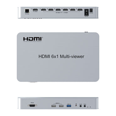 ArgoX 4K 60Hz HDMI 6x1 Multi-Viewer Seamless Switcher Ultra HD Supports Touch Screen, IR Remote & RS232 Control, Stereo Audio Video Superposition for Gaming, TV, Monitor Display | HDSW6-Q