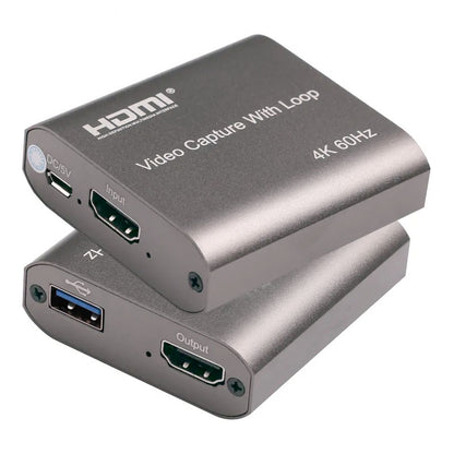 ArgoX HDMI to USB3.0 Video Capture with Loop, 4K 60Hz, USB3.0 to Micro USB Cable, 3.5mm Stereo Output, Support 18Gbps and TMDS Clock, Deep Color, AWG26 HDMI Supported, Support Uncompressed YUY2, VLC/ OBS/Amcap | HDVC12