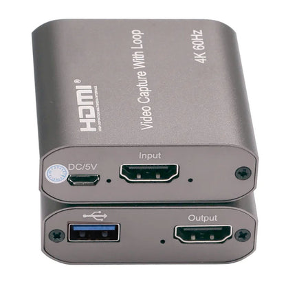 ArgoX HDMI to USB3.0 Video Capture with Loop, 4K 60Hz, USB3.0 to Micro USB Cable, 3.5mm Stereo Output, Support 18Gbps and TMDS Clock, Deep Color, AWG26 HDMI Supported, Support Uncompressed YUY2, VLC/ OBS/Amcap | HDVC12