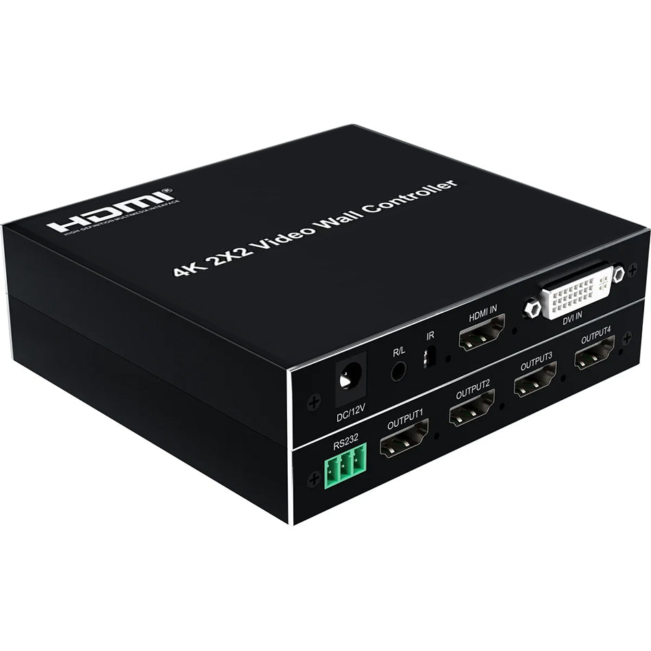 ArgoX 1080p FHD / 4K UHD HDMI 2x2 Video Wall Controller Multi Screen Splicer Processor with HDMI/DVI Input, 4 HDMI Output, IR Remote, RS232 Control, Equalized Multiple Splicing, and Anti-static Technology | HDVW04 HDVW06