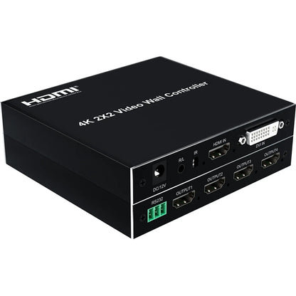 ArgoX 1080p FHD / 4K UHD HDMI 2x2 Video Wall Controller Multi Screen Splicer Processor with HDMI/DVI Input, 4 HDMI Output, IR Remote, RS232 Control, Equalized Multiple Splicing, and Anti-static Technology | HDVW04 HDVW06