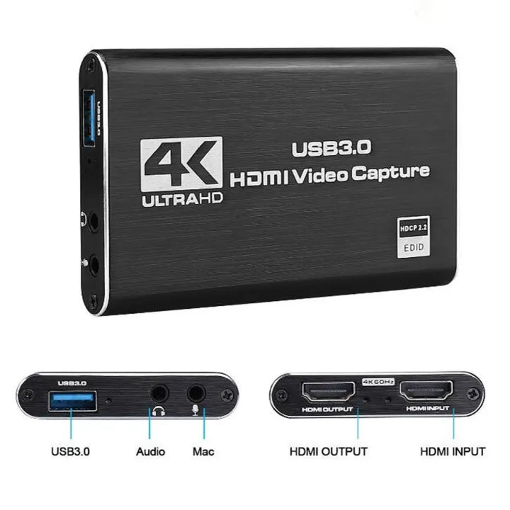 ArgoX USB 3.0 4K HDMI Audio & Video Capture Card for Live Streaming, Broadcasting, Video Content, etc. Compatible with PC, Desktop Computer, Laptop, Monitor, TV, Microphone, Heatset, Mixer, Projector, Video Camera, iMac, MacBook, PS5 /PS4