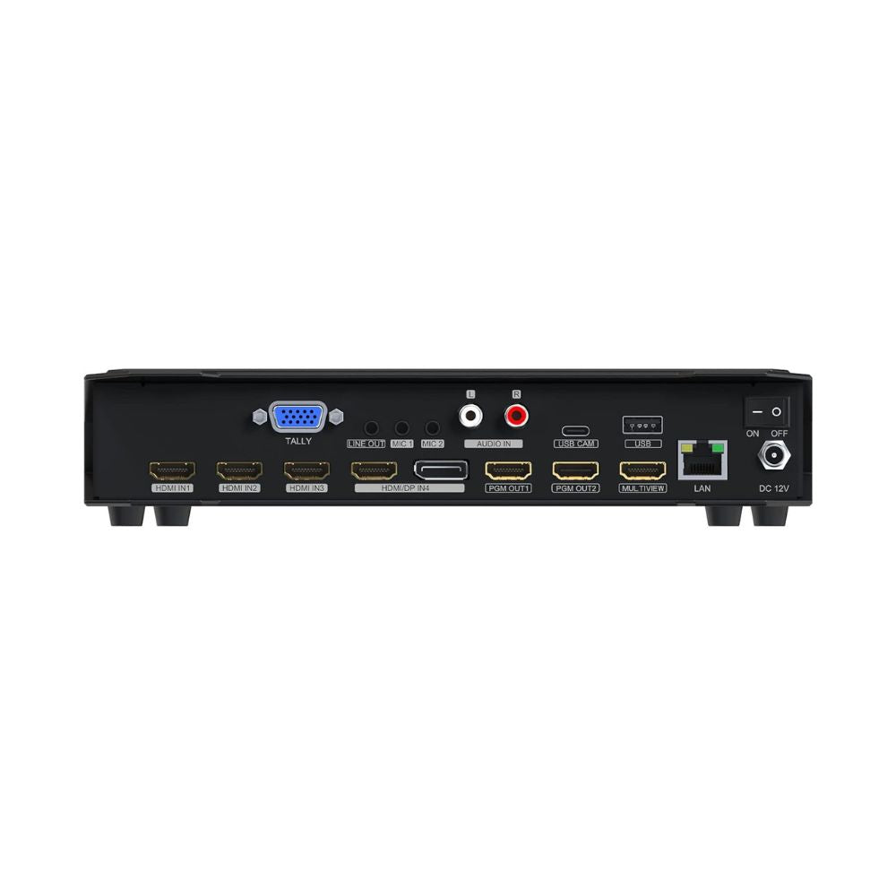AVMATRIX Micro 4 Channel HDMI & DP DisplayPort Video Switcher with USB Drive Port, SD Memory Card Slot, and Type C Port for Live Streaming, recording, Broadcast, and Video Conferencing | HVS0401E