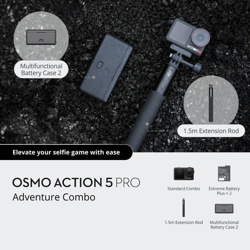 DJI Osmo Action 5 Pro Waterproof Action Camera - New Gen 1/1.3" Sensor, Subject Tracking, 4hrs Extended Battery Life, 155° Ultra-Wide FOV, 32x Slow Motion, High-Bright OLED Touchscreens, HorizonSteady 360°, Wireless Microphone Connection