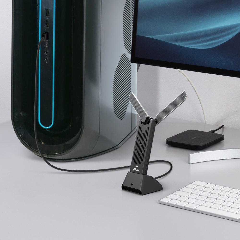 TP-Link Archer TBE400UH BE6500 WIFI 7 High Gain Wireless USB Adapter with Tri-Band 6GHz / 5GHz / 2.4GHz Max 2880Mbps, SuperSpeed USB 3.0, WPA3 Security Protocol, OFDMA MU-MIMO Support and Multi-RU Support