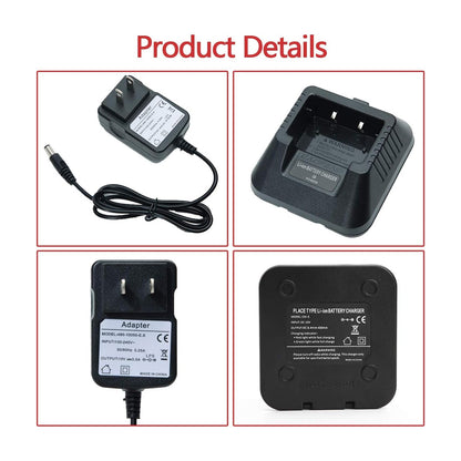 BaoFeng Radio Lithium Battery Charger for Walkie-Talkie UV5R, UV5RA, UV5RB, UV5RC, UV5RD, UV5RE, UV5R+Plus, UV5RA +Plus, RD-5R with DC8V Output Voltage and 400mAh Output Current