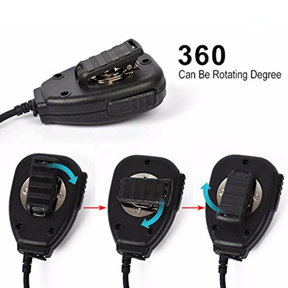 BaoFeng 2 Pin Walkie-Talkie Push-To-Talk Speaker Microphone for UV-5R, UV-5RA, UV-5RB, UV-5RC, UV-5RD, UV-5RE, UV-5REPLUS, UV-3R+, Kenwood Radio with Belt Clip Design