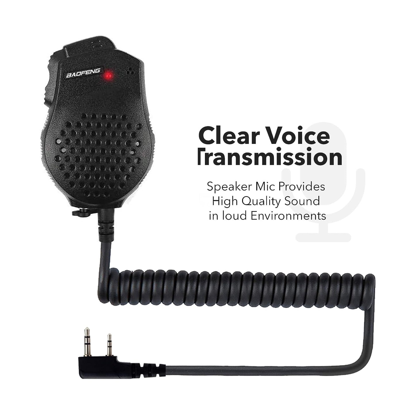 BaoFeng 2 Pin Walkie-Talkie Push-To-Talk Speaker Microphone for UV-82,UV-82L,UV-89,GT-5, Series, Kenwood, K2 Plug Dual PTT Design Radio with Clear Voice Transmission