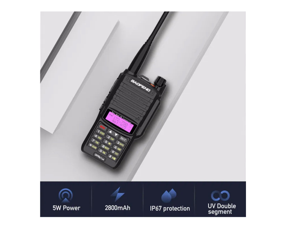 BaoFeng UV-9R PLUS (Single & Set of 2/3/4) Walkie-Talkie Dual-Band VHF/UHF Transceiver 8W PC Programmable Two-Way Radio with 128 Store Channels, 136-174/400-520MHz Frequency Range, 9km Talking Range, Clear Voice Output, IP67 Waterproof